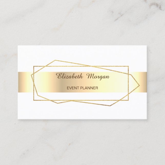 Elegant Trendy Gold Geometric , Frame Business Card (Front)