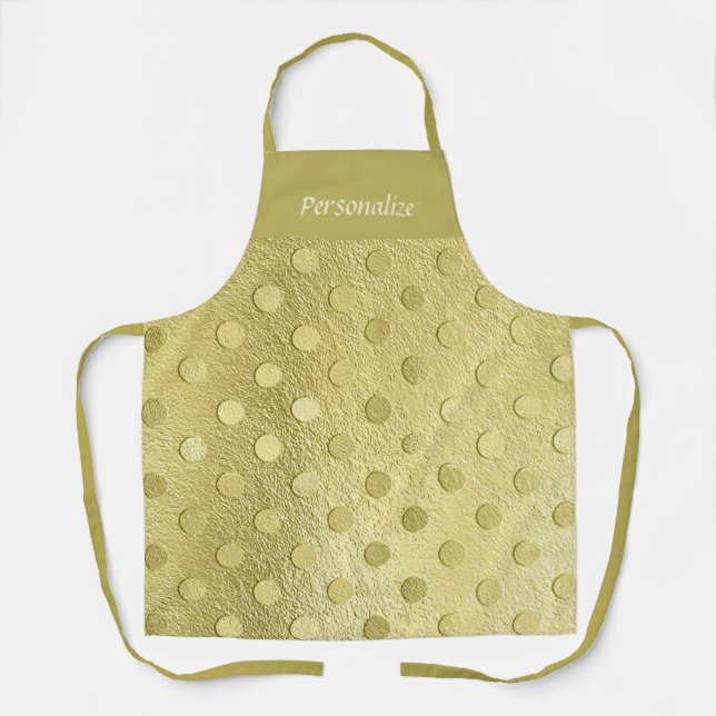 Elegant Trendy Gold Glitter Polka Dot Apron (Front)