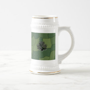Elegant trendy lucky Irish shamrock patchwork Beer Stein