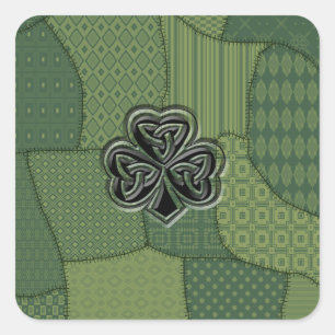 Elegant trendy lucky Irish shamrock patchwork Square Sticker