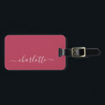 Elegant Trendy Magenta Script Name Personalized  Luggage Tag<br><div class="desc">Elegant Trendy Magenta Script Name Personalized Luggage Tag</div>
