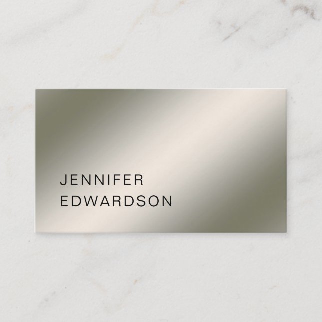 Elegant trendy minimalistic silver professional business card (Front)