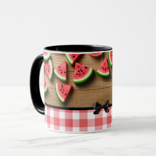 Elegant Trendy Modern Chic Chequered Watermelon Mug