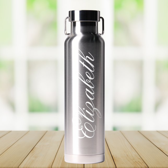Elegant Trendy Modern Custom Name Script Water Bottle (Creator Uploaded)