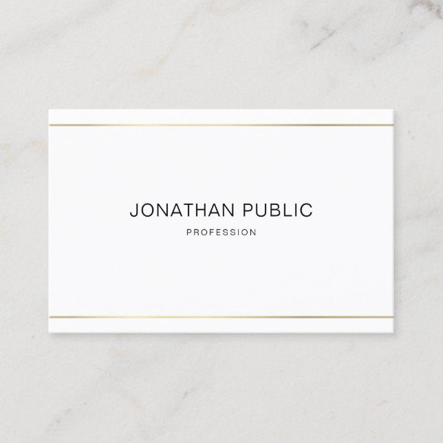 Elegant Trendy Modern Gold Striped Simple Plain Business Card (Front)
