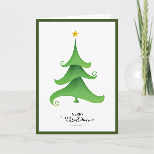 Elegant Trendy Non Photo Christmas Tree Folded Card (Front)