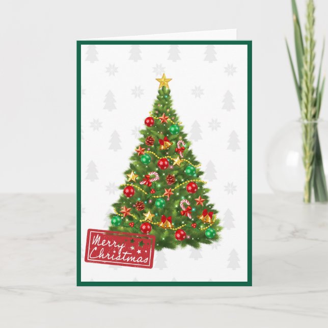 Elegant Trendy Non Photo Christmas Tree Folded Card (Front)