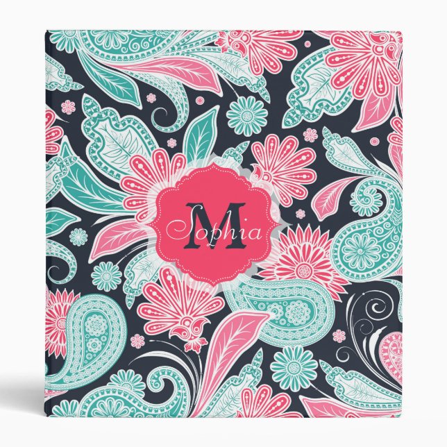 Elegant trendy paisley floral pattern illustration binder (Front)