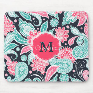 Elegant trendy paisley floral pattern illustration mouse pad