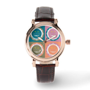 Elegant Trendy Pastel Colours Cheshire Smiling Cat Watch