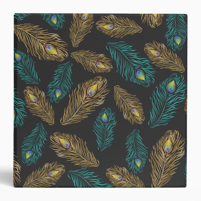 Elegant trendy peacock feathers pattern binder (Front)