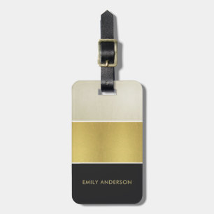 ELEGANT TRENDY PEARL SILVER GOLD BLACK STRIPS LUGGAGE TAG