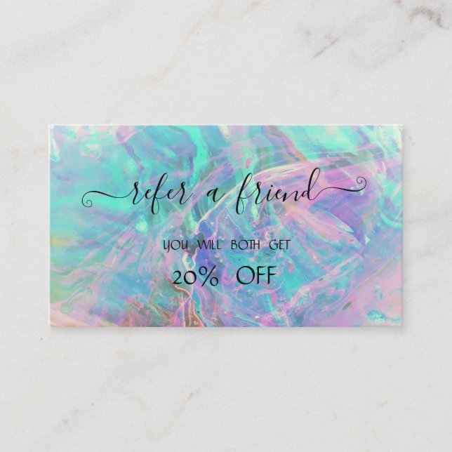 Elegant Trendy Professional Opal Iridescent Referral Card (Front)