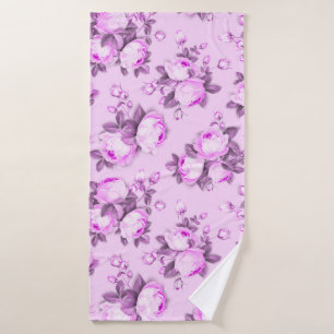 Elegant trendy purple Pink floral Bath Towel