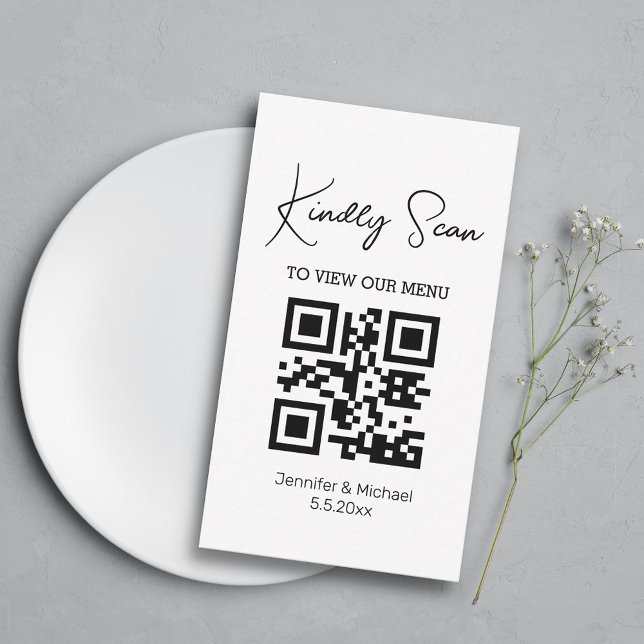 elegant trendy  qr code wedding menu card (Creator Uploaded)