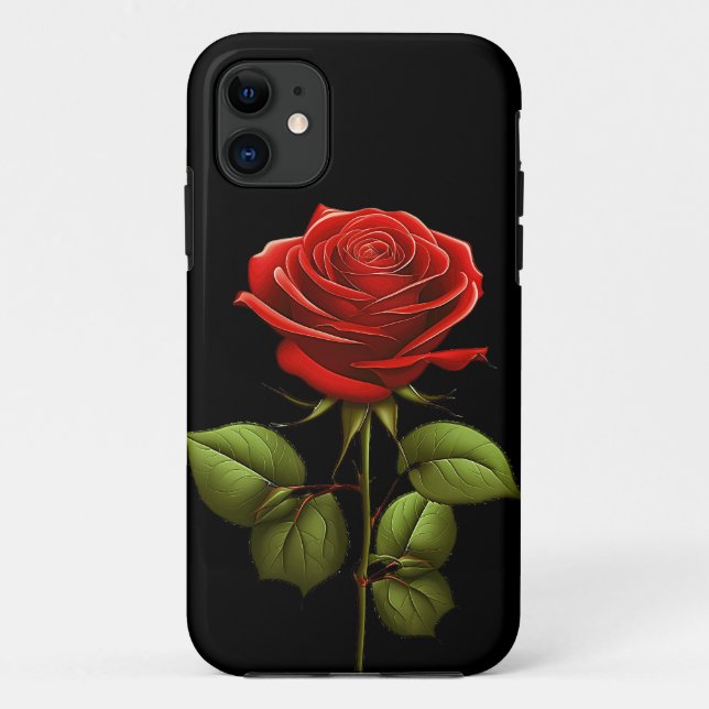 ELEGANT TRENDY RED ROSE FLOWER  Case-Mate iPhone CASE (Back)