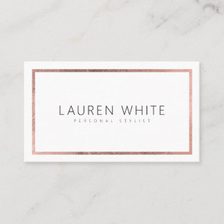 Elegant trendy rose gold foil frame minimal modern business card