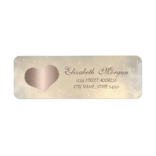 Elegant Trendy  Rose Gold Heart, Shiny  Address