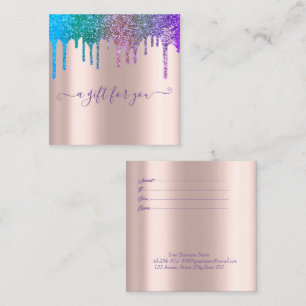 Elegant Trendy Rose Gold, Rainbow Glitter Drips Discount Card