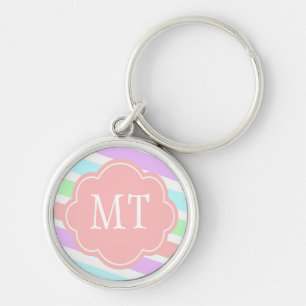 Elegant, trendy soft pastel colours, monogram keychain