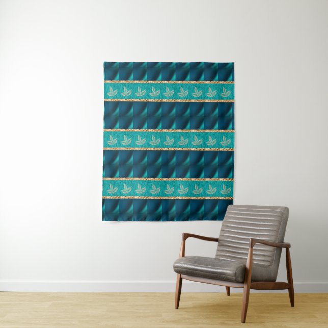  Elegant Trendy Teal Tapestry (In Situ)
