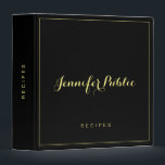 Elegant Trendy Typography Name Black Gold Recipe Binder<br><div class="desc">Custom Trendy Typography Name Add Your Business Company Logo Text Here Elegant Template Modern Black Gold Recipe Book Cookbook 3 Ring Binder.</div>
