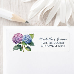 Elegant Trendy Watercolor Hydrangea Return Address