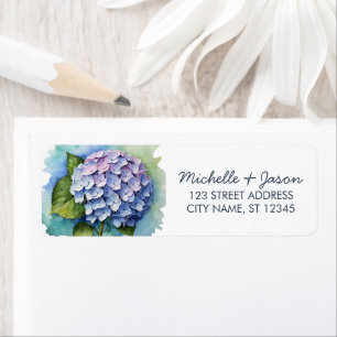 Elegant Trendy Watercolor Hydrangea Return Address