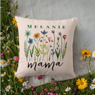 Elegant Trendy Wildflower Mama Throw Pillow