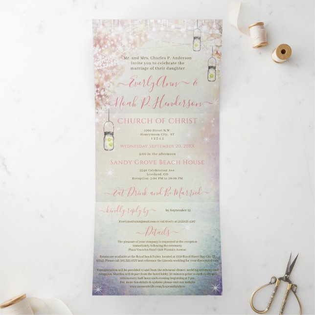 Elegant Tri-Fold Fairy Tale Wedding Includes RSVP (Inside)