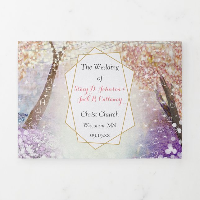 Elegant Tri-Fold Fairytale Wedding All In One Programme (Cover)