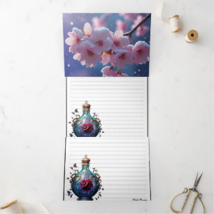 Elegant Tri-Fold Wedding Invitation - Pink Cherry 