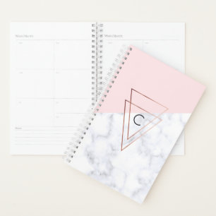 élégant triangle or rose marbre blanc rose