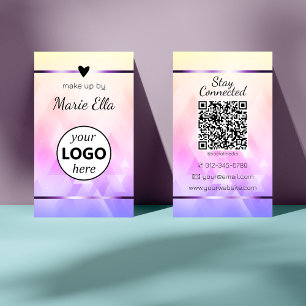 Elegant Triangle Pattern Heart Photo QR Code Logo Business Card