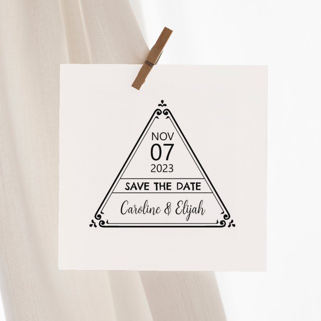Elegant Triangle Save the Date Wedding  Rubber Stamp (Creator Uploaded)