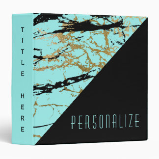 Elegant Triangles Metallic Gold Tiffany Blue Black Binder