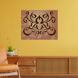 Elegant Tribal Swirl Tattoo Style  Poster