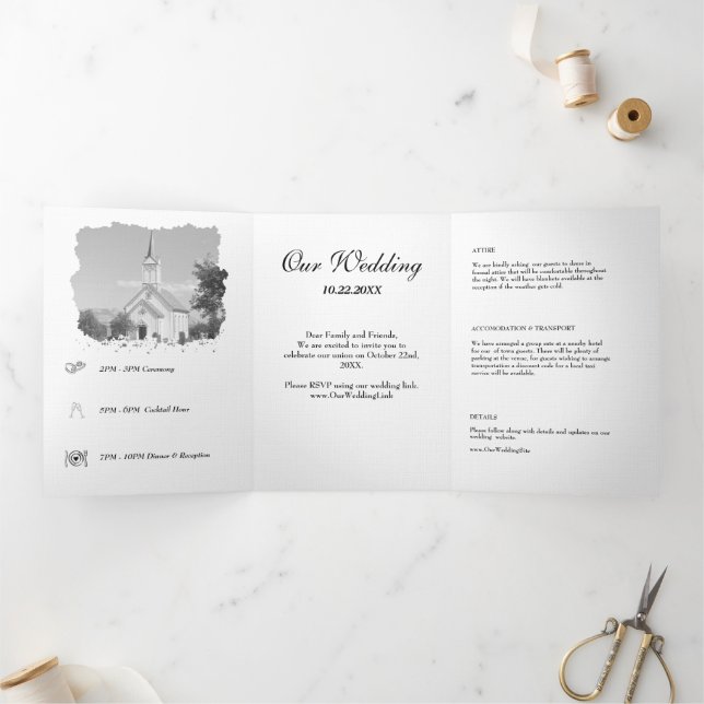 Elegant Trifold Wedding Invitation Template (Inside)