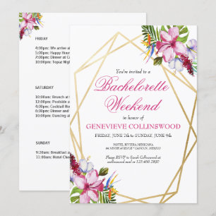 Elegant Tropical Bachelorette Weekend Itinerary Invitation