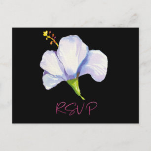 Elegant Tropical Beach Floral Black Reception Postcard