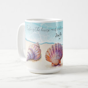 Elegant Tropical Beach  Seashells Pearls Nautical  Coffee Mug
