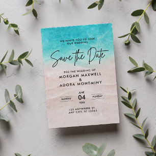 Elegant Tropical Beach Summer Watercolor Wedding Save The Date