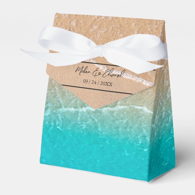 Elegant Tropical Beach Wedding Favour Box (Front Side)
