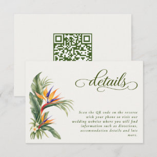 Elegant Tropical Beach Wedding QR Code Details Enclosure Card
