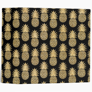 Elegant Tropical Black and Gold Pineapple Pattern Binder