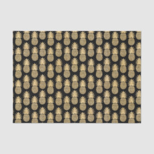 Elegant Tropical Black and Gold Pineapple Pattern Tissue Paper