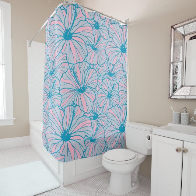 Elegant Tropical Blue Floral Hibiscus Pattern | (In Situ)