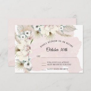 Elegant Tropical Boho Floral Earthy Faded Greenery Invitation