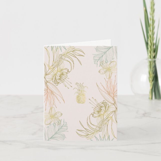 Elegant Tropical Botanical Floral Leaves Thank You (Front)