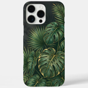 Elegant Tropical Botanical Leaves in Deep Green an iPhone 16 Pro Max Case